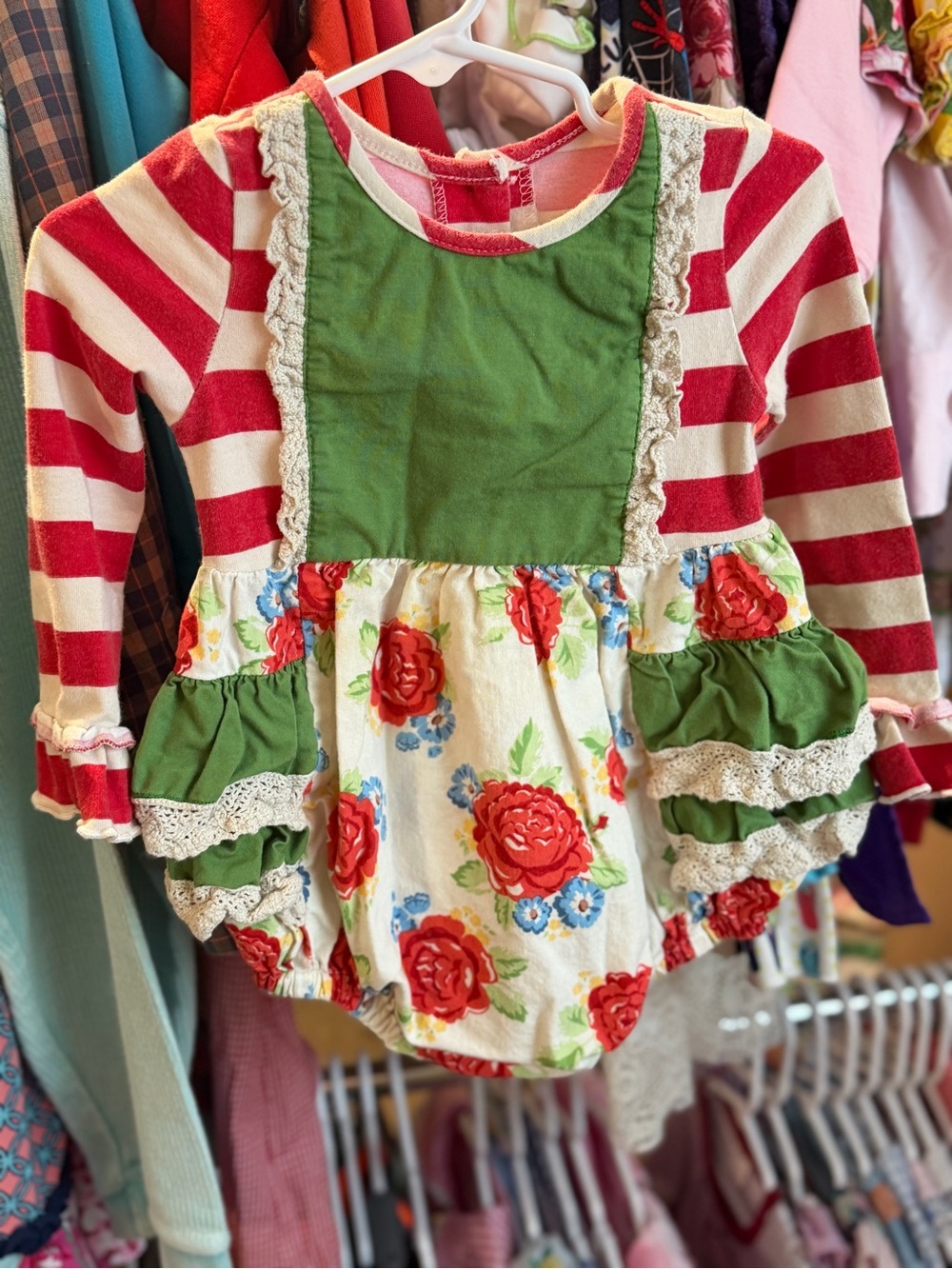 Ricrac & Ruffles Long Sleeve Bubble (24M/2T)